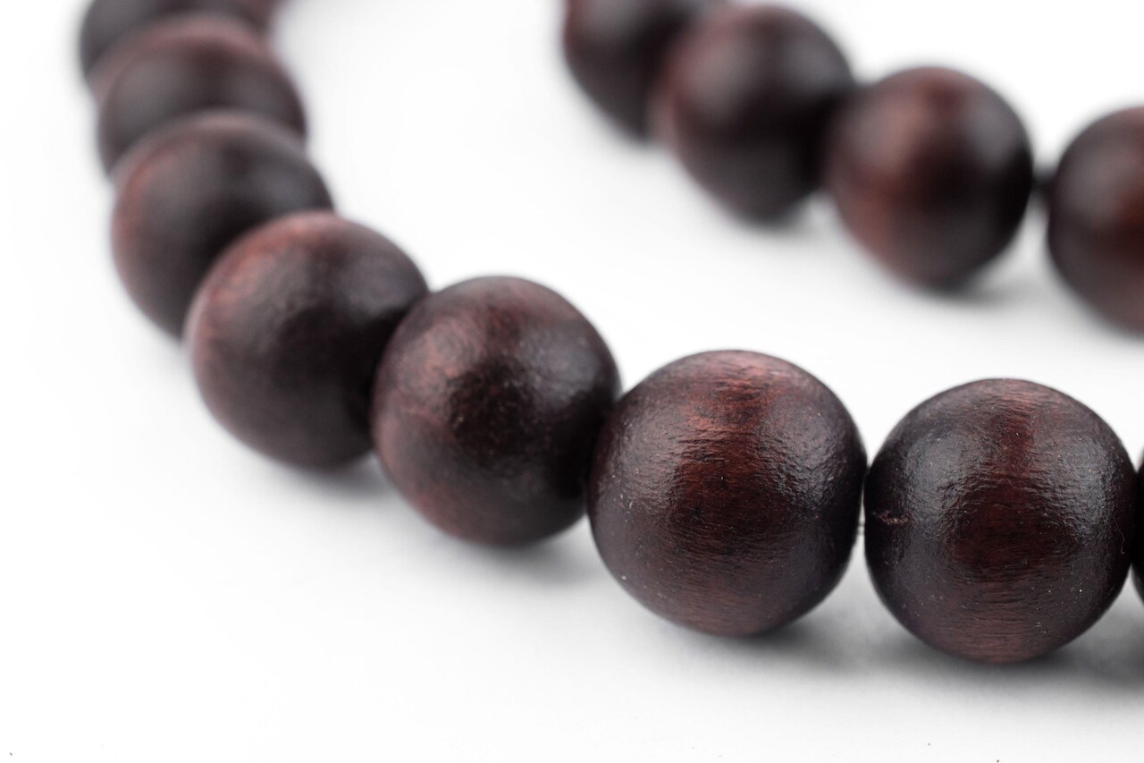 The Bead Chest Natural 10mm Wooden Beads in Brown - Dark for Jewelry Making – Round Loose Wood Spacer Beads I Approximately 40 Beads